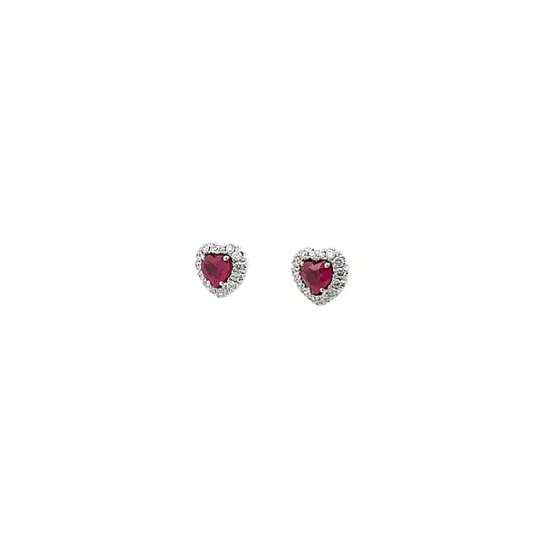 Gold Earrings Ruby and Diamonds