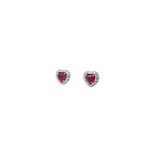 Gold Earrings Ruby and Diamonds