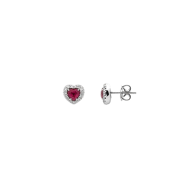 Gold Earrings Ruby and Diamonds