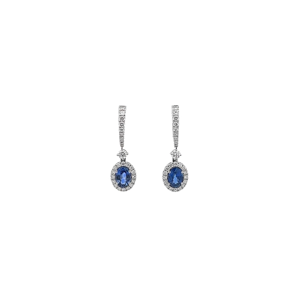 Gold Earrings Sapphire and Diamonds