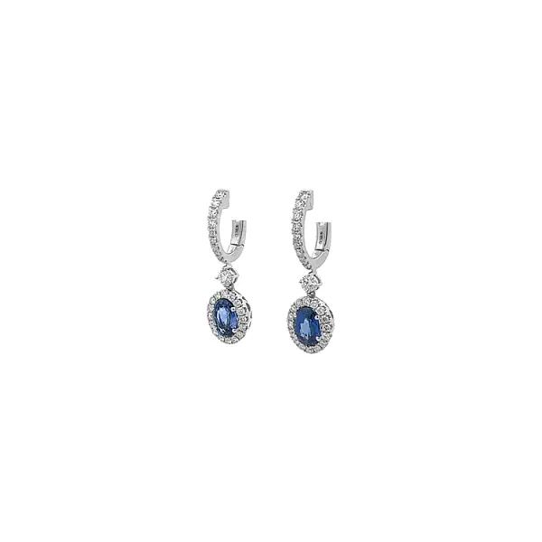 Gold Earrings Sapphire and Diamonds