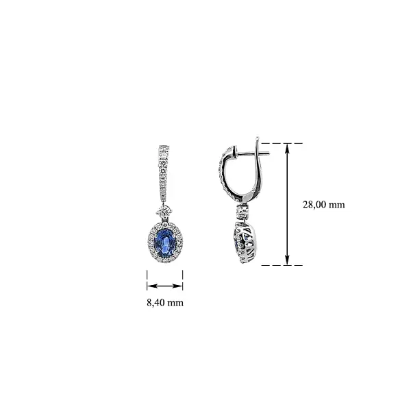 Gold Earrings Sapphire and Diamonds