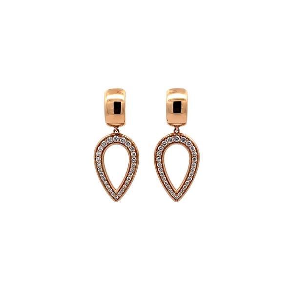 Gold dangle earrings with diamonds