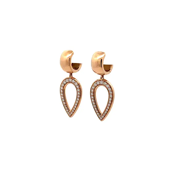 Gold dangle earrings with diamonds