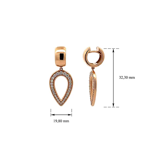 Gold dangle earrings with diamonds