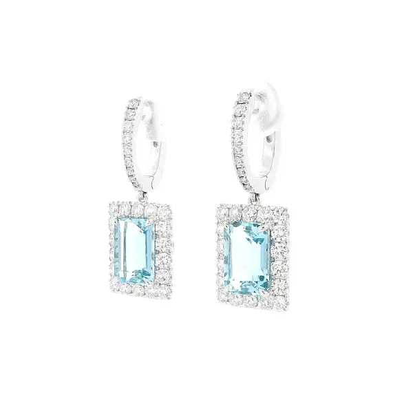 Luxury Earrings with Aquamarines in White Gold