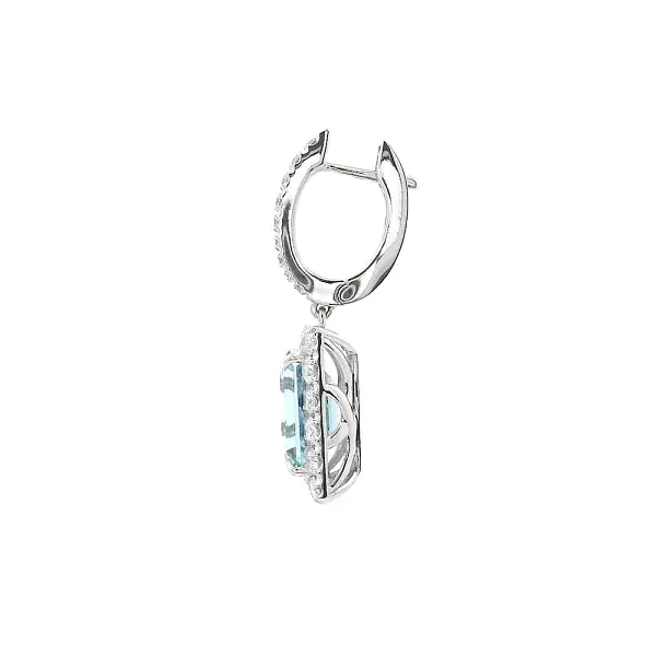 Luxury Earrings with Aquamarines in White Gold