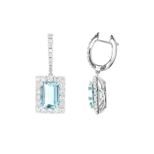 Luxury Earrings with Aquamarines in White Gold