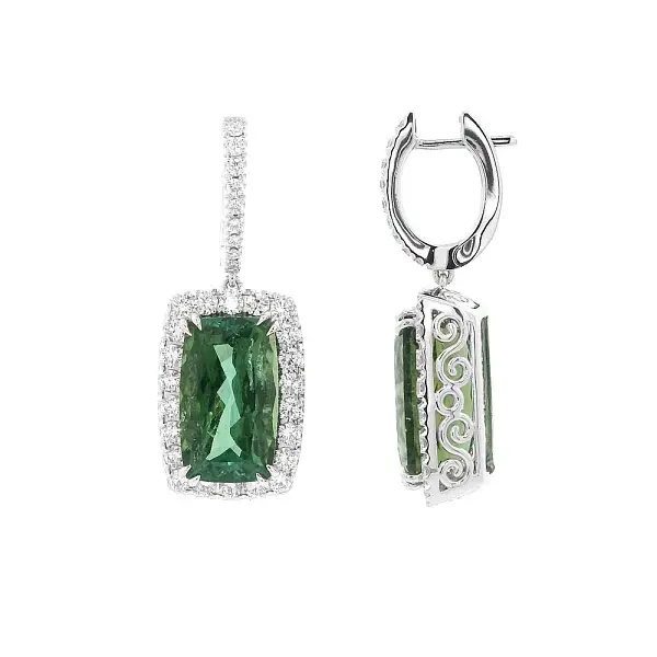 Elegance of Green Tourmalines in Combination with Diamonds