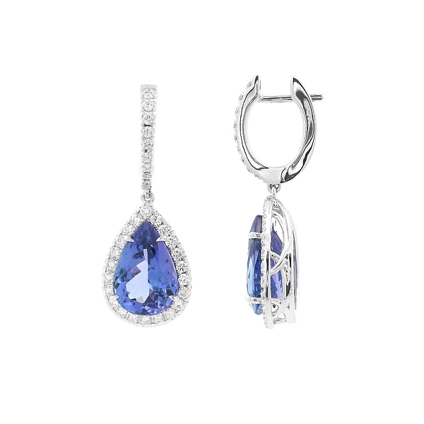 Luxury Earrings with Blue Tanzanites and Diamonds