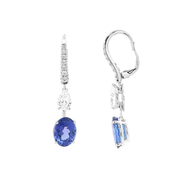 Luxury White Gold Earrings with Oval Tanzanites