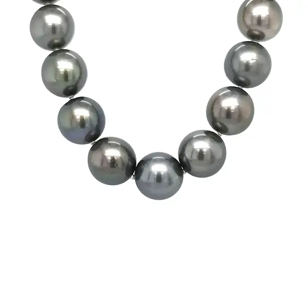 Gold Necklace of Real Black Sea Tahitian Perel