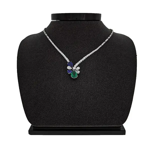 Gold Necklace with Coloured Gems