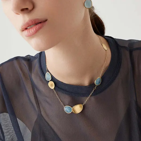 Gold Marco Bicego Lunaria Necklace CB1981 AQD Y