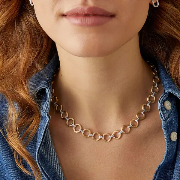 Gold Marco Bicego Jaipur Diamond Necklace CB2660 B YW