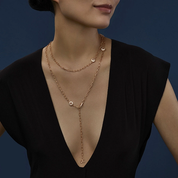 Gold Chopard Happy Diamonds Necklace 81A117-5001