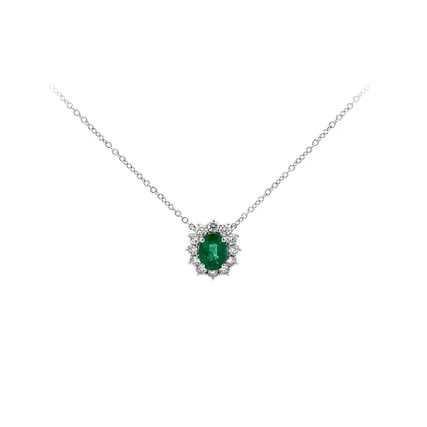 Gold Necklace Emerald and Diamonds