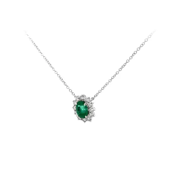 Gold Necklace Emerald and Diamonds