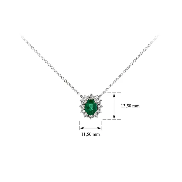 Gold Necklace Emerald and Diamonds