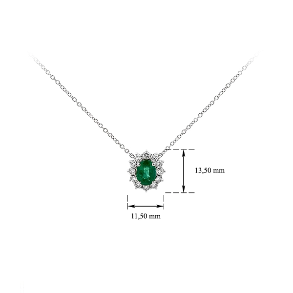 Gold Necklace Emerald and Diamonds