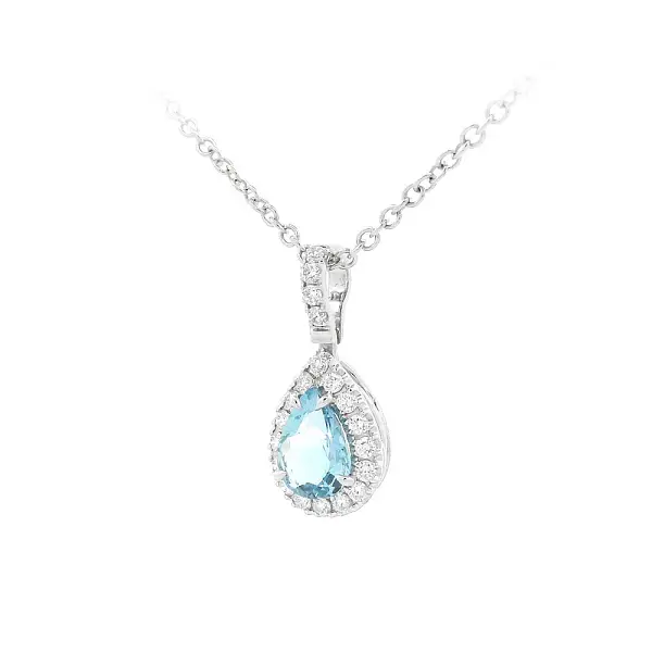 Luxury Necklace with Aquamarine in Combination with Diamonds