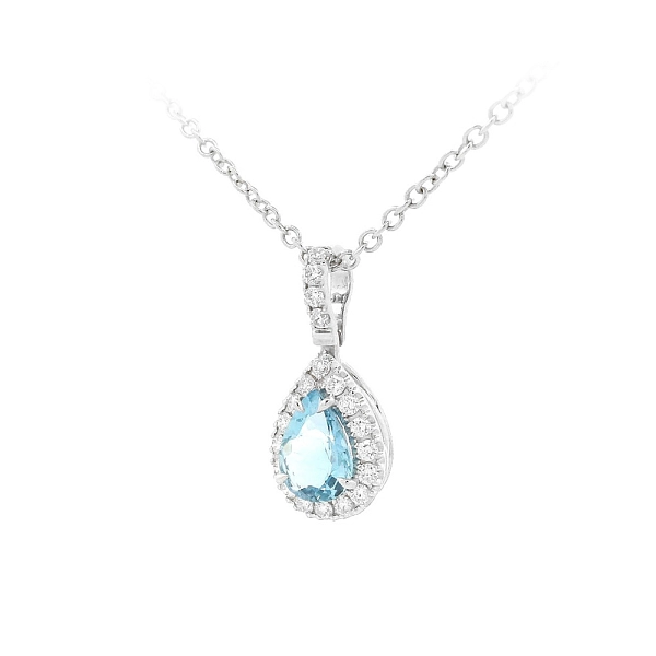 Luxury Necklace with Aquamarine in Combination with Diamonds