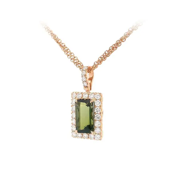 Necklace with Beautiful Tourmaline in Combination with Diamonds