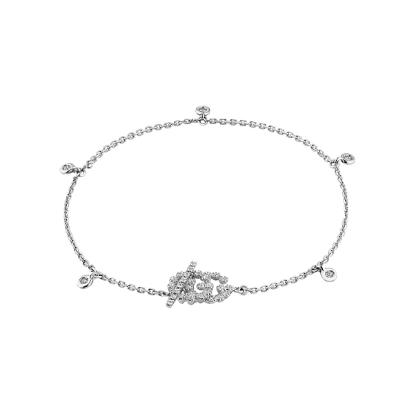 Gold Gucci GG Running Bracelet with Diamonds