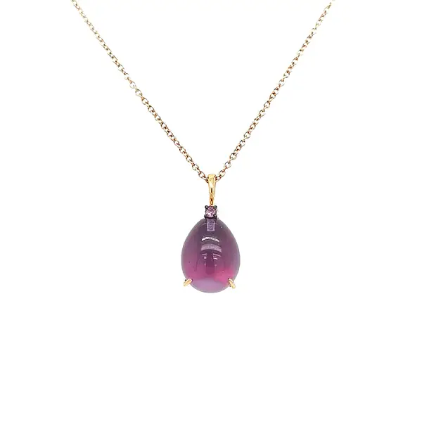 Gold Pendant with Amethyst and Pink Sapphire