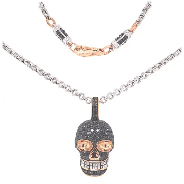 Gold Pendant Skull Zancan Black Magic EC882RB60