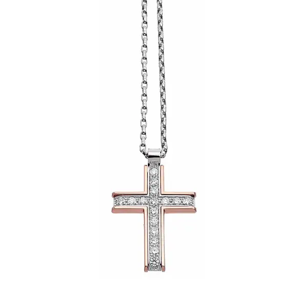 Gold Pendant Cross Zancan Couture First EC299RB60