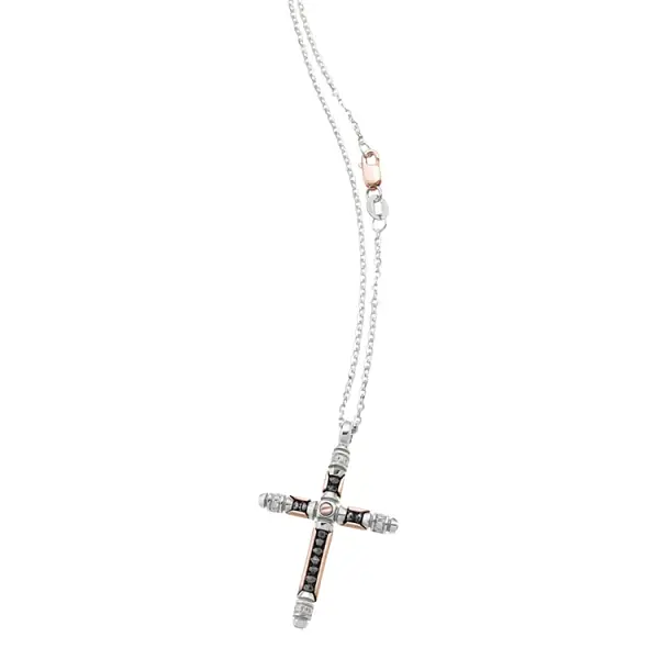 Gold Pendant Cross Zancan Black Magic Soft-2 EC413BR