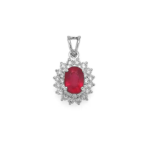 Gold Pendant with Ruby and Diamonds