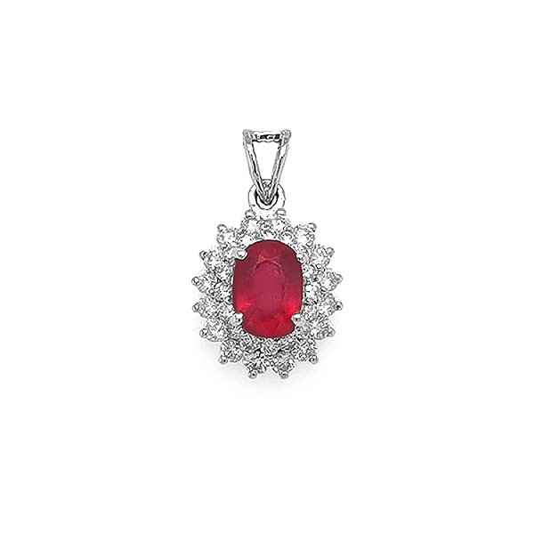 Gold Pendant with Ruby and Diamonds