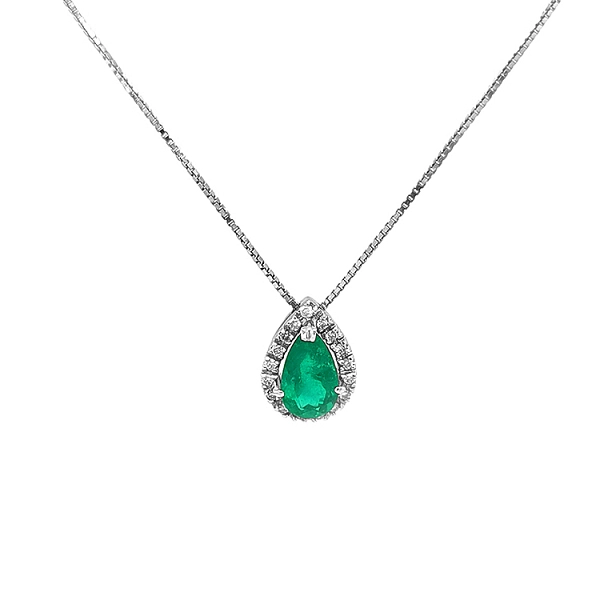 Gold Pendant with Emerald and Diamonds