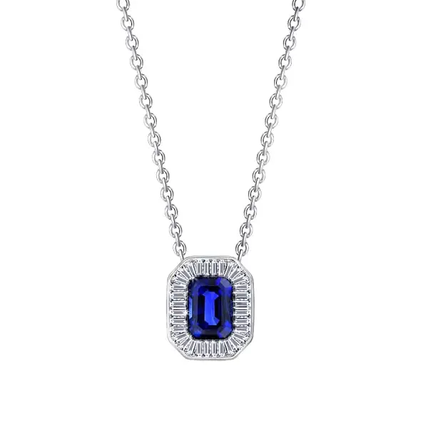 Gold Pendant with Sapphire and Diamonds