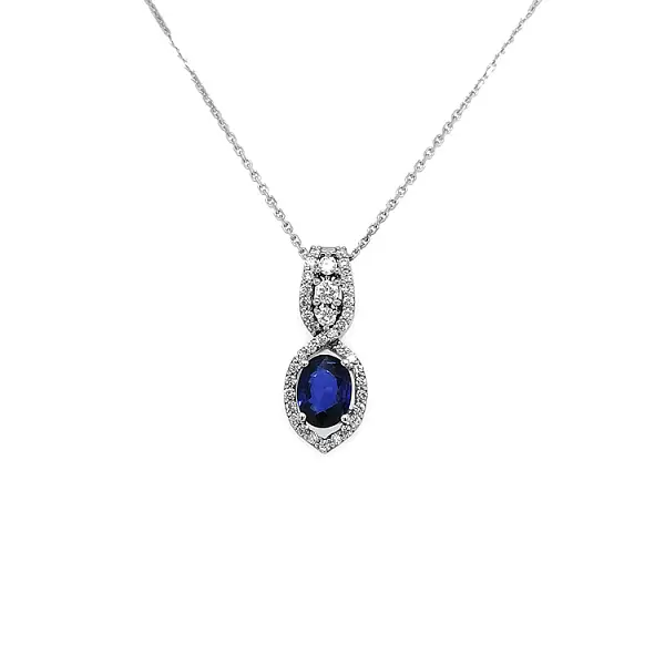 Gold Pendant with Sapphire and Diamonds
