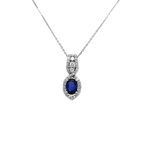 Gold Pendant with Sapphire and Diamonds