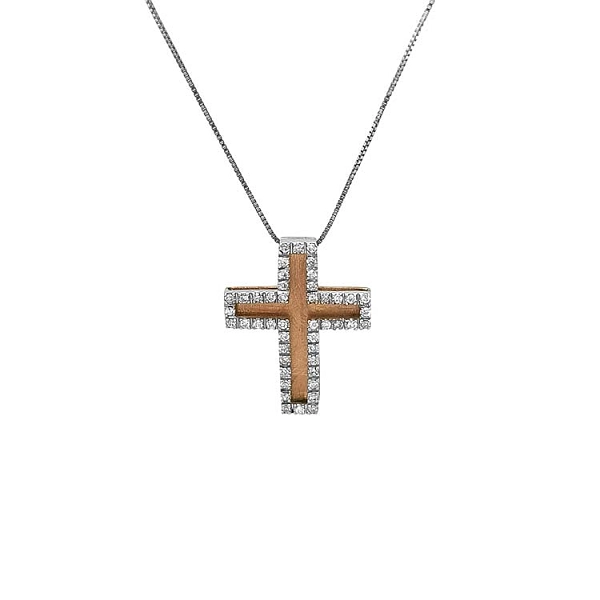 Gold Pendant Cross with Diamonds