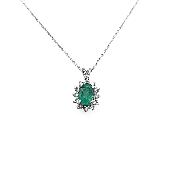 Gold Pendant with Emerald and Diamonds