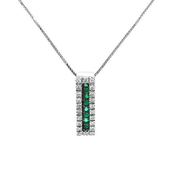 Gold Pendant with Emeralds and Diamonds