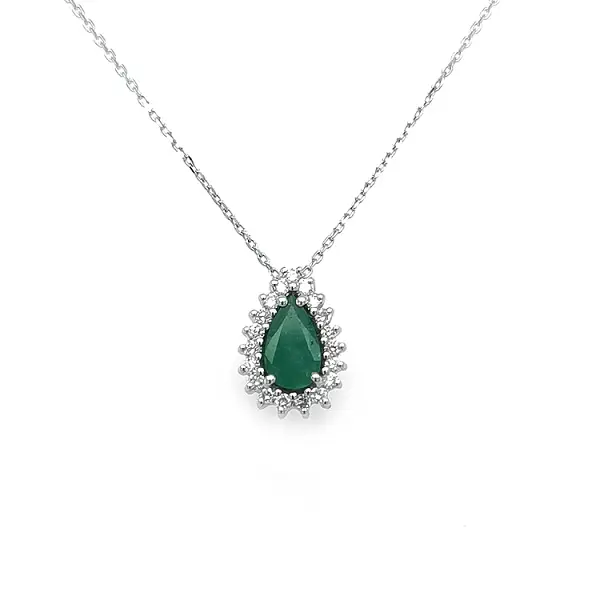 Gold Pendant with Emerald and Diamonds