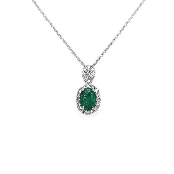 Gold Pendant with Emerald and Diamonds