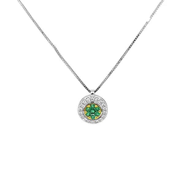 Gold Pendant with Emeralds and Diamonds