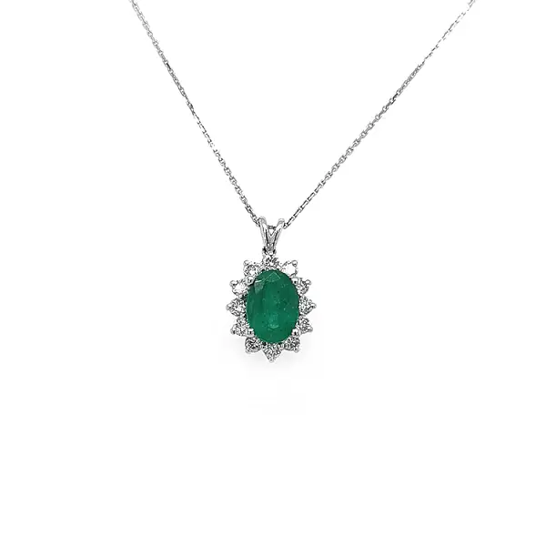 Gold Pendant with Emerald and Diamonds
