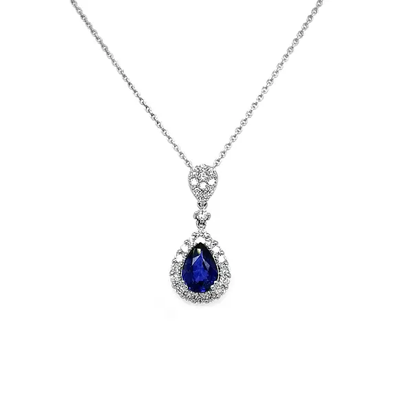 Gold Pendant with Sapphire and Diamonds