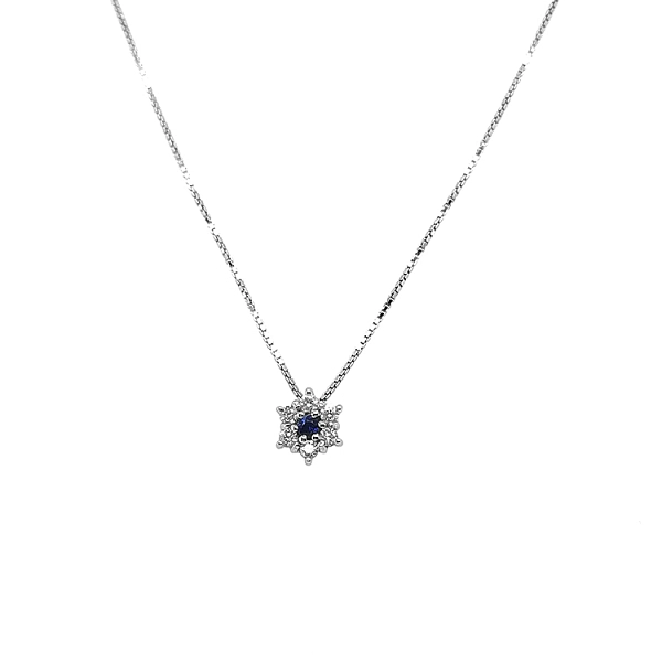 Golden Pendant with Sapphire and Diamonds