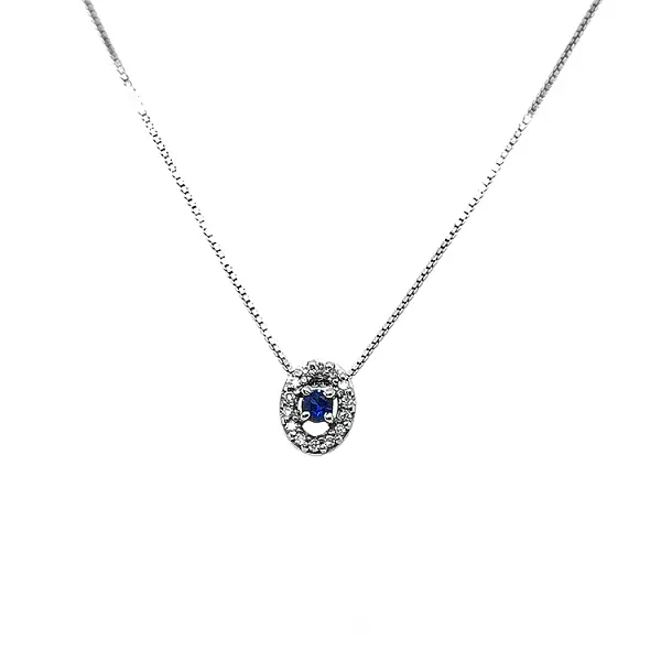 Gold Pendant with Sapphire and Diamonds