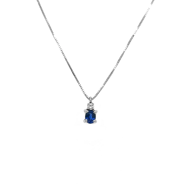 Gold Pendant with Sapphire and Diamonds