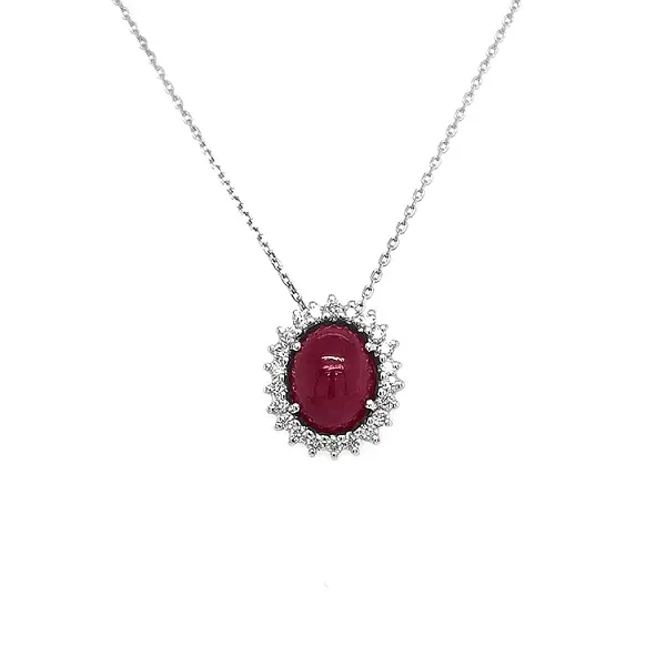 Gold Pendant with Ruby and Diamonds